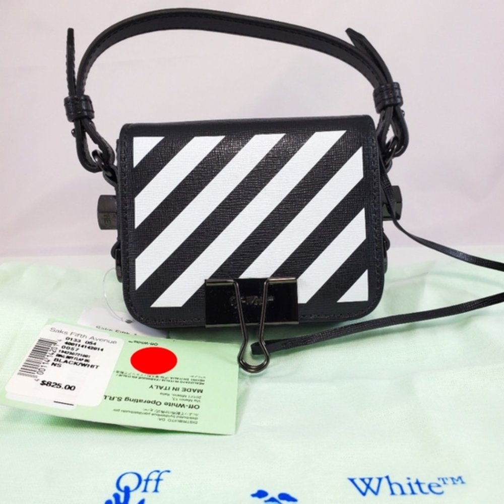 NWT$825 Off-White Baby Diagonal Binder Clip Leather Bag - Picture 2 of 16